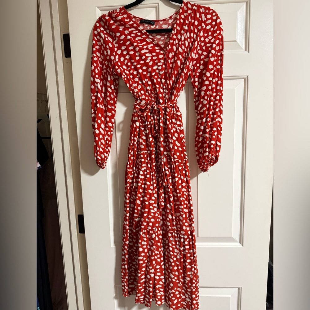 PrettyGarden Red and White Polka Dot Dress